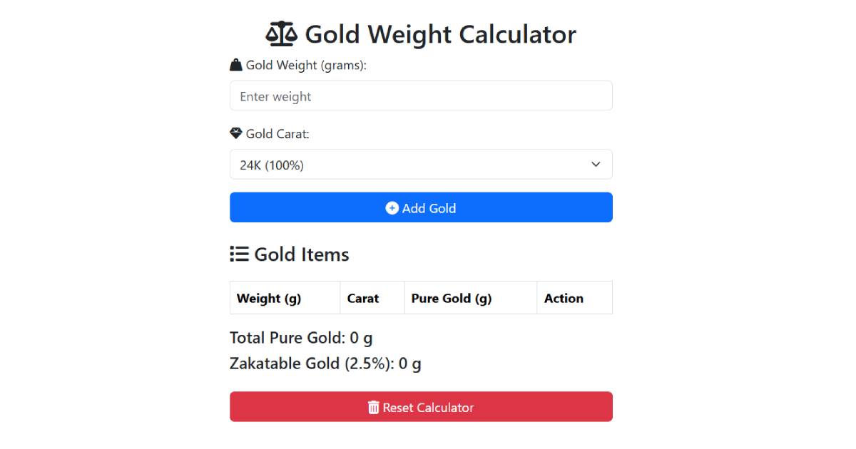 Gold Weight Calculator